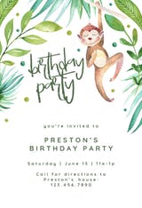 Hanging monkey - Invitación De Cumpleaños